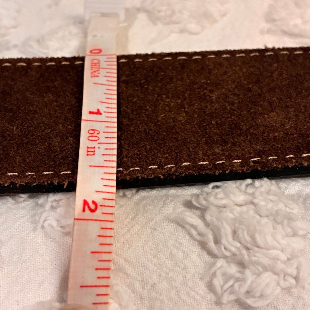 Vtg Women’s Coach Brown Suede Brass Grommet Belt Brass Buckle Size Medium - Picture 10 of 12